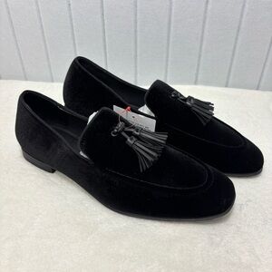 ASOS DESIGN loafers in black velvet with tassel Size 11